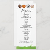 スポーツサッカーバスケットボールベビーシャワーフード メニュー (正面/裏面)