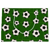 スポーツサッカーボールのタイリング模様パーティーバッグ ラージペーパーバッグ (正面)