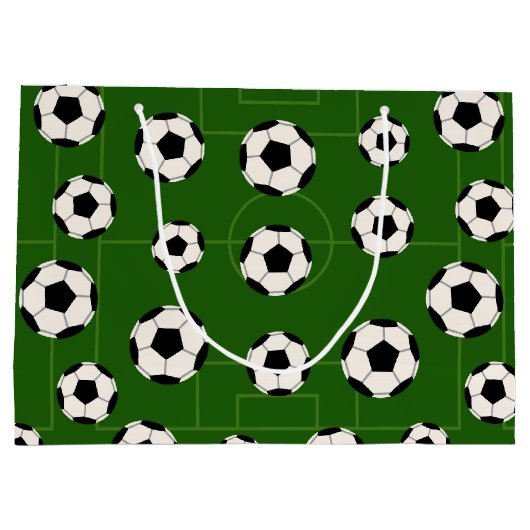 スポーツサッカーボールのタイリング模様パーティーバッグ ラージペーパーバッグ (裏面)
