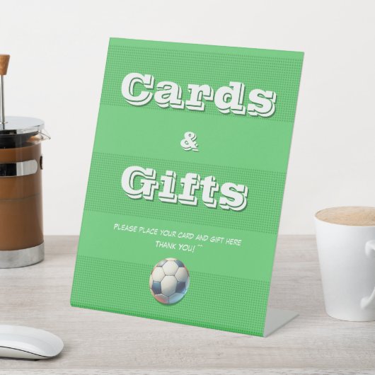 スポーツサッカー男の赤ちゃんシャワーカード&ギフト 台座サイン (インサイチュ)