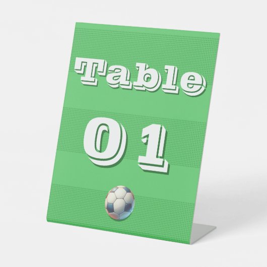 スポーツサッカー男の赤ちゃんシャワーテーブル番号 台座サイン (正面)