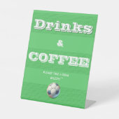 スポーツサッカー男の赤ちゃんシャワードリンク&コーヒー 台座サイン (正面)