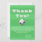 スポーツサッカー男の赤ちゃんシャワー サンキューカード (正面)