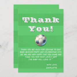 スポーツサッカー男の赤ちゃんシャワー サンキューカード