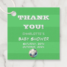 スポーツサッカー男の赤ちゃんシャワー フェイバータグ