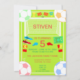 スポーツサッカー誕生日カラフル招待状 招待状