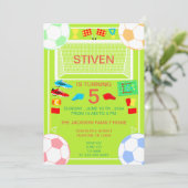 スポーツサッカー誕生日カラフル招待状 招待状 (スタンド正面)