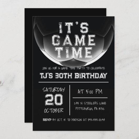 スポーツサッカー誕生日招待状 招待状 (正面/裏面)