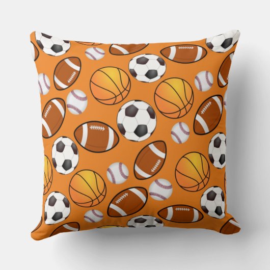 スポーツサッカー野球バスケットボールパターン クッション (裏面)