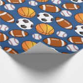 スポーツサッカー野球バスケットボールパターン ラッピングペーパー (コーナー)