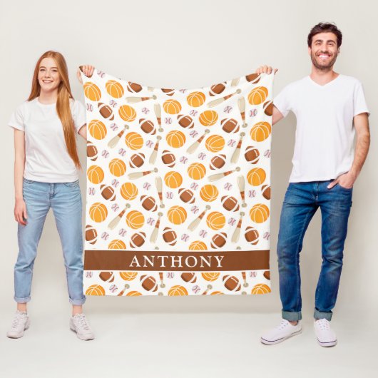 スポーツサッカー、バスケットボール、野球パーソナライズされた フリースブランケット (インサイチュ)