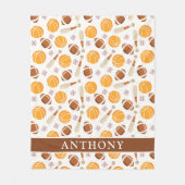 スポーツサッカー、バスケットボール、野球パーソナライズされた フリースブランケット (正面)