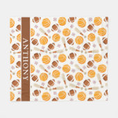 スポーツサッカー、バスケットボール、野球パーソナライズされた フリースブランケット (正面(横))