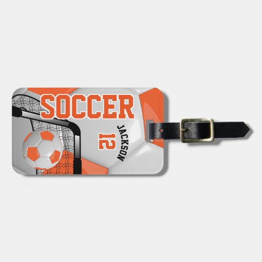スポーツサッカー| DIY文字-オレンジ ラゲッジタグ (正面横)