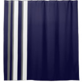 スポーツシャワーカーテン – 青いグレーと白 シャワーカーテン (正面)