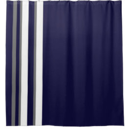 スポーツシャワーカーテン – 青いグレーと白 シャワーカーテン