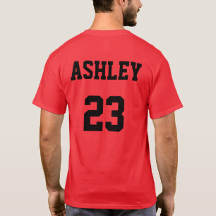 スポーツジャージーの番号と名前パーソナライズされた赤 Tシャツ