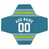 スポーツジャージーティール(緑がかった色)とストライプグリーンの名前番号 サッカーボール (フラット)