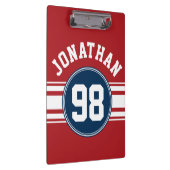 スポーツジャージーネイビーブルー&レッドストライプズ名番号 クリップボード (右)