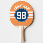 スポーツジャージーブルーとオレンストライプジの名前番号 卓球ラケット (正面)