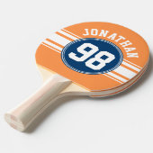 スポーツジャージーブルーとオレンストライプジの名前番号 卓球ラケット (正面アングル)