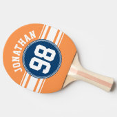 スポーツジャージーブルーとオレンストライプジの名前番号 卓球ラケット (横)