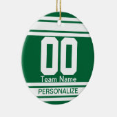 スポーツジャージーホワイトストライプ | DIY文字 |濃い緑 セラミックオーナメント (右)