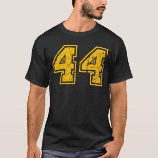 スポーツジャージーユニフォームヴィンテージイエローナンバー#44 Tシャツ