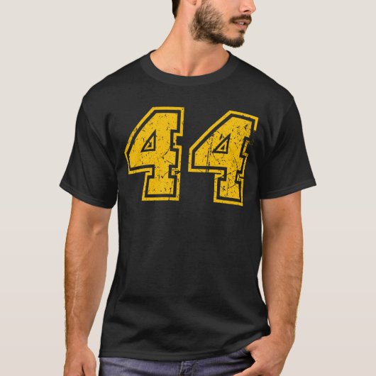 スポーツジャージーユニフォームヴィンテージイエローナンバー#44 Tシャツ (正面)