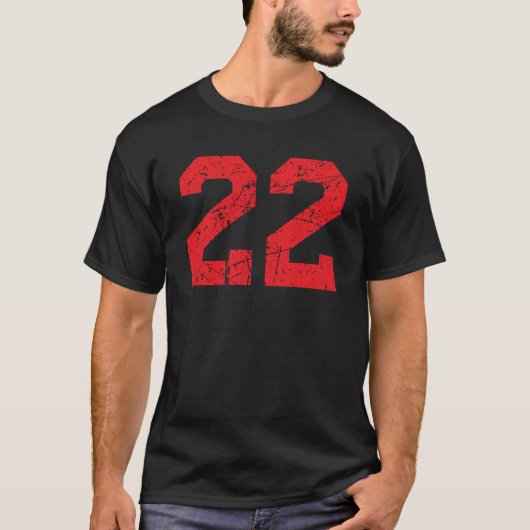 スポーツジャージーヴィンテージレッドラッキーナンバー#22 Tシャツ (正面)