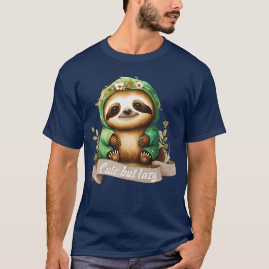 スポーツスウェットシャツを着たナマケモノカットだけど怠け者の男友達 Tシャツ (正面)