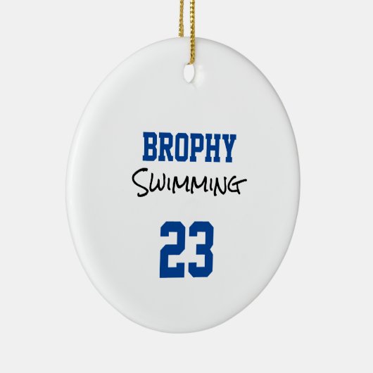 スポーツスクールNAMEスイミングプレイヤーYEARチーム セラミックオーナメント (右)