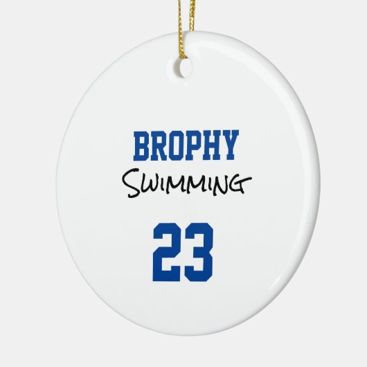 スポーツスクールNAMEスイミングプレイヤーYEARチーム セラミックオーナメント (左)