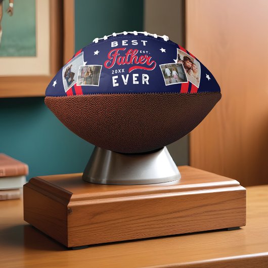 スポーツスタイルレッド&ネイビーエンブレム最高のパパエバー写真 アメリカンフットボール