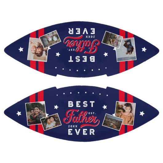 スポーツスタイルレッド&ネイビーエンブレム最高のパパエバー写真 アメリカンフットボール (パネル)