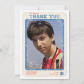 スポーツスターのバーの（ユダヤ教の）バル・ミツバーのサンキューカードの青 サンキューカード (正面)