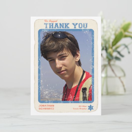 スポーツスターのバーの（ユダヤ教の）バル・ミツバーのサンキューカードの青 サンキューカード (スタンド正面)