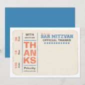 スポーツスターバー（ユダヤ教の）バル・ミツバーサンキューカードブルー ノートカード (正面/裏面)