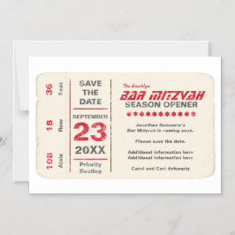 スポーツスターバー（ユダヤ教の）バル・ミツバー保存日付レッド マグネット招待状