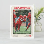 スポーツスターバー（ユダヤ教の）バル・ミツバー招待状レッドアンドブラック 招待状 (スタンド正面)