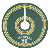 スポーツストライプのジャージーダークグリーン黄色 ブラッシュドポリエステルツリースカート (正面)