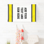 スポーツストライプアイディア – 黄色の白黒+あなたのスポーツ 横断幕 (インサイチュ)