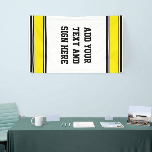 スポーツストライプアイディア – 黄色の白黒+あなたのスポーツ 横断幕 (トレードショー)