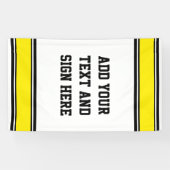 スポーツストライプアイディア – 黄色の白黒+あなたのスポーツ 横断幕 (横)