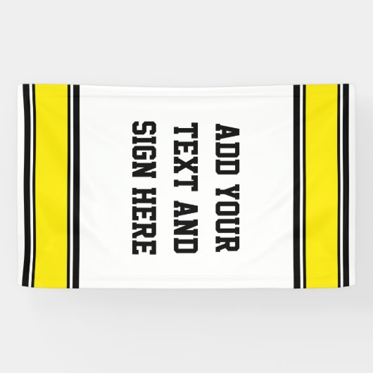 スポーツストライプアイディア – 黄色の白黒+あなたのスポーツ 横断幕 (横)