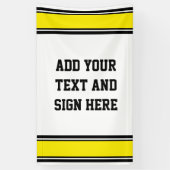 スポーツストライプアイディア – 黄色の白黒+あなたのスポーツ 横断幕 (縦)