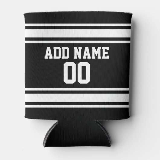 スポーツストライプジャージパーソナライズされたーの名前 缶クーラー (正面)