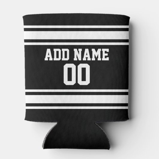 スポーツストライプジャージパーソナライズされたーの名前 缶クーラー (裏面)