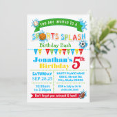 スポーツスプラッシュ誕生日の夏の水パーティー 招待状 (スタンド正面)