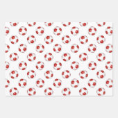 スポーツセットパターン(の模様が)あるレッドサッカーボールの調整 ラッピングペーパーシート (正面3)